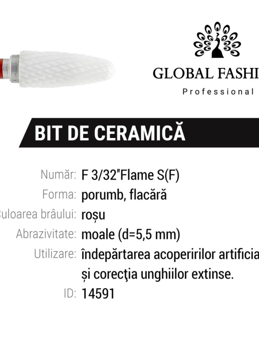 Capat freza, bit ceramic, rosu, Flame S(F)