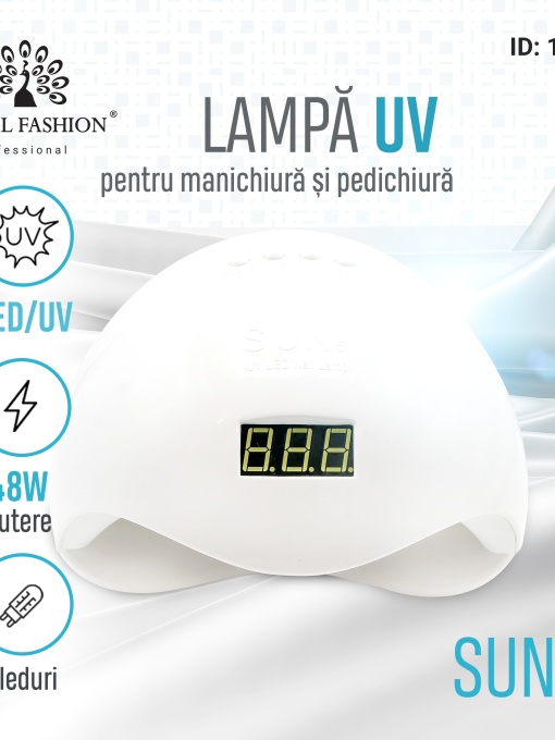 Lampa LED/UV profesionala SUN5, 48W, ecran digital, alba