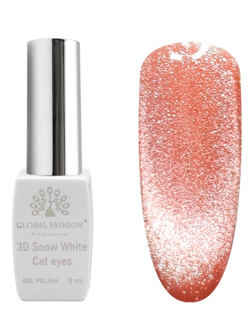 Oja semipermanenta, Snow White, 3D Cat Eye, Global Fashion 8ml, 03