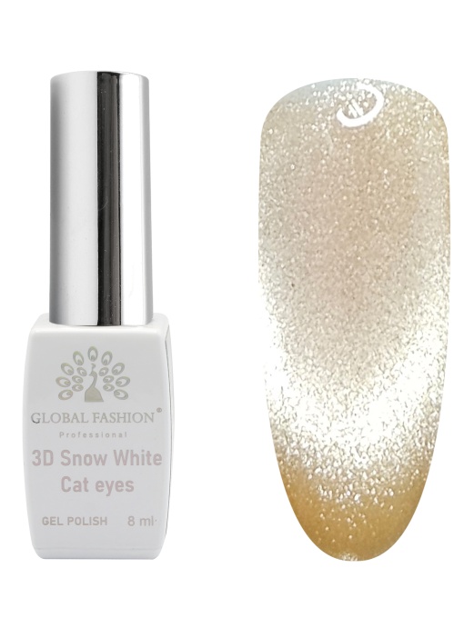 Oja semipermanenta, Snow White, 3D Cat Eye, Global Fashion 8ml, 15