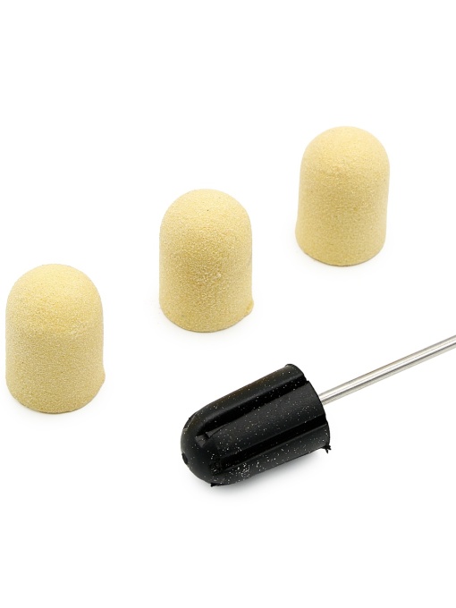 Set suport si 3 bucati smirghel rezerva pentru freza unghii, 16*25mm, galben, granulatie 120