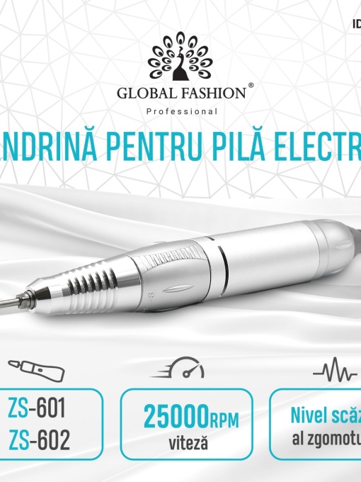 Mandrina profesionala, freza electrica unghii, pentru modelele ZS-601, ZS-602, 25000 rpm, argintie
