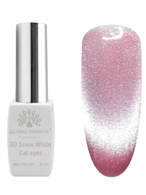 Oja semipermanenta, Snow White, 3D Cat Eye, Global Fashion 8ml, 04