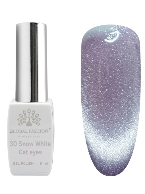 Oja semipermanenta, Snow White, 3D Cat Eye, Global Fashion 8ml, 16