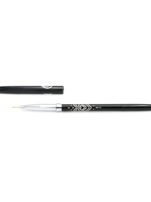 Pensula manichiura, par artificial, pentru pictura pe unghii, cu cristale, marime 00, neagra