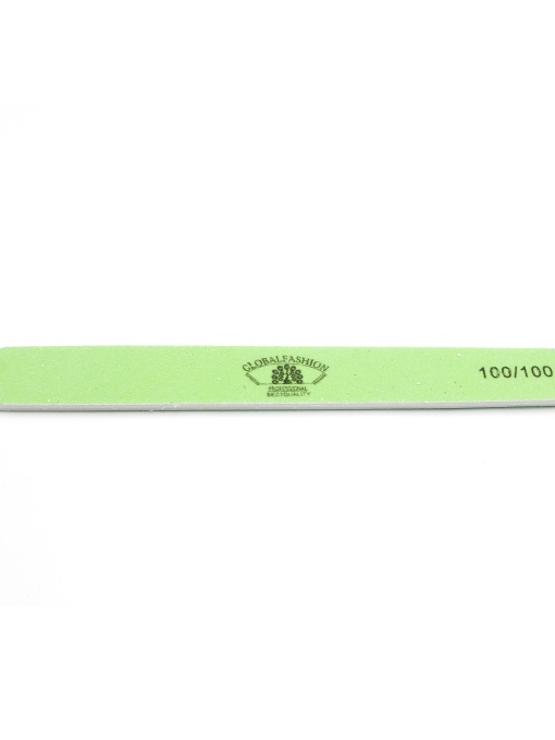 Pila pentru unghii Global Fashion, dreapta, verde, granulatie 100/100