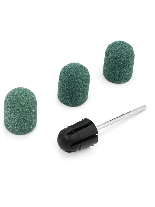 Set suport si 3 bucati smirghel rezerva pntru freza electrica unghii, 13*19mm, verde, granulatie 80