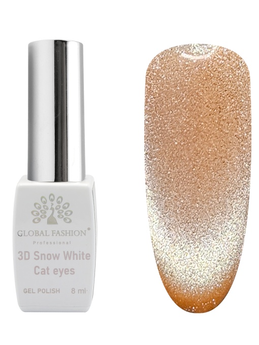 Oja semipermanenta, Snow White, 3D Cat Eye, Global Fashion 8ml, 05