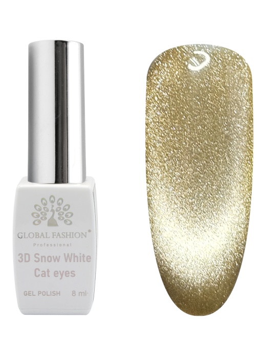 Oja semipermanenta, Snow White, 3D Cat Eye, Global Fashion 8ml, 17