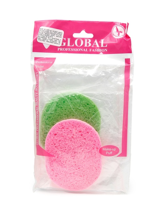 Set 2 bucati, burete pentru curatat fata, oval, roz/verde