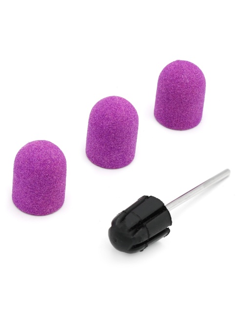 Set suport si 3 bucati smirghel rezerva pentru freza unghii, 13*19mm, liliac, granulatie 80