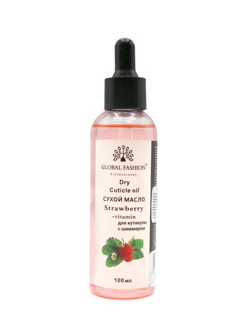 Ulei de cuticule uscată cu pipetă cu aromă de căpușună, Global Fashion, 100 ml