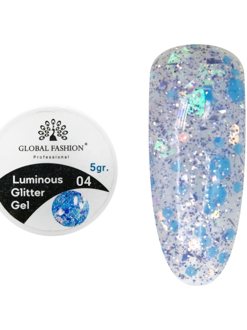 Gel luminiscent Luminous Glitter Gel cu sclipici hexagon 5g, 04