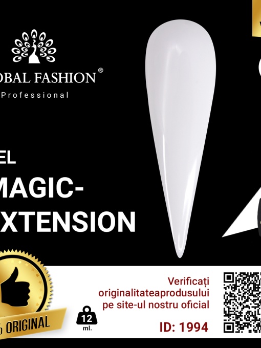 Gel UV pentru constructie, Magic Extension 12 ml, alb 02