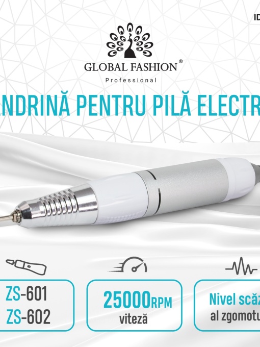 Mandrina pentru freza electrica unghii, pentru modelele ZS-601, ZS-602, 25000 rpm, alba