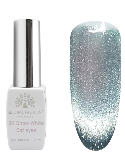 Oja semipermanenta, Snow White, 3D Cat Eye, Global Fashion 8ml, 06