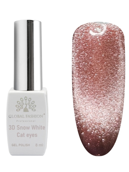 Oja semipermanenta, Snow White, 3D Cat Eye, Global Fashion 8ml, 19