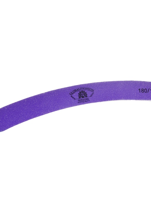 Pila pentru unghii Global Fashio, banana, violeta, granulatie 180/180