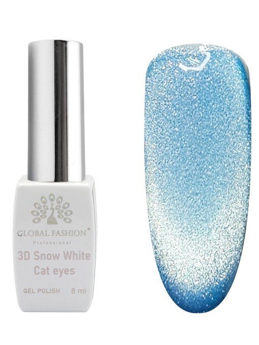 Oja semipermanenta, Snow White, 3D Cat Eye, Global Fashion 8ml, 20