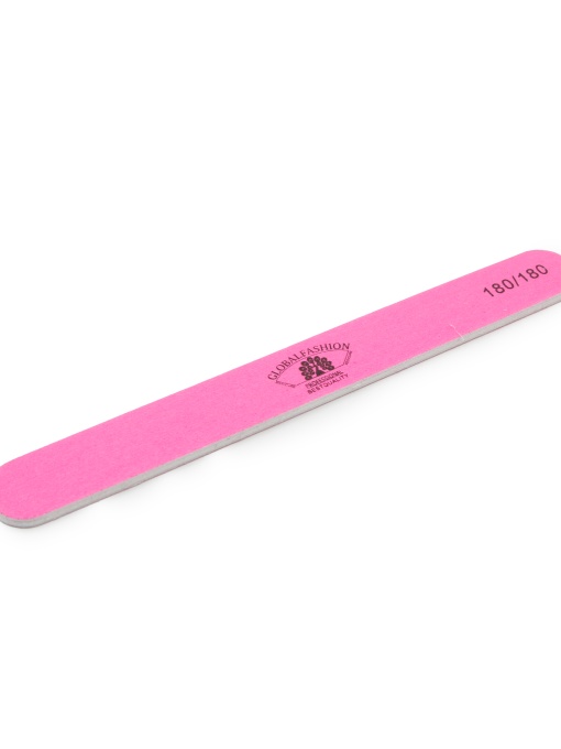 Pila pentru unghii Global Fashion, dreapta, culoare roz, granulatie 180/180