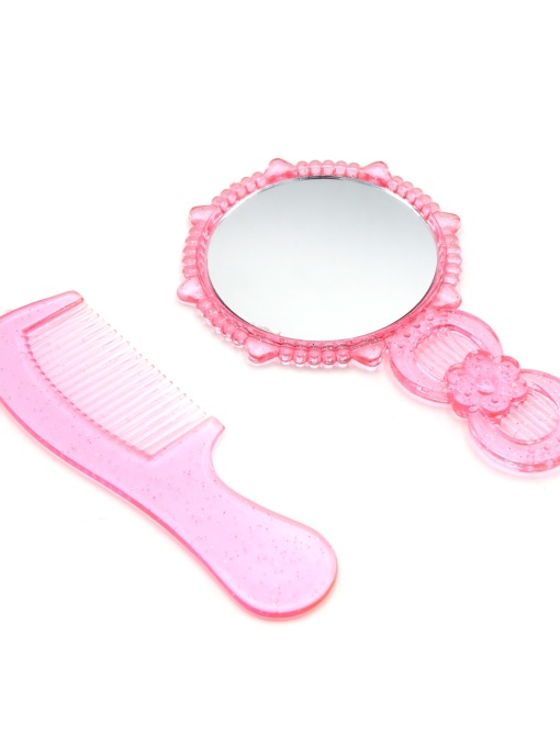 Set pieptene de par si oglinda, culoare roz