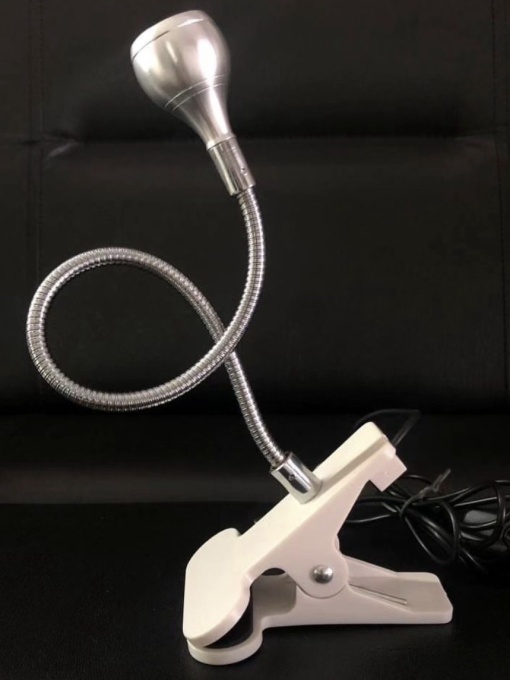 Lampă lanternă LED cu clește, flexibilă cu conector USB, 3V/5V, silver