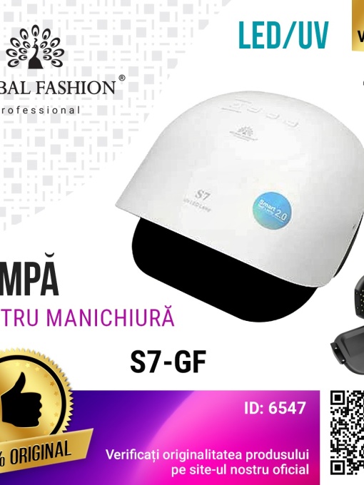 Lampa profesionala unghii LED/UV S7, Global Fashion, 48W, timer, pentru uscat oja semipermanenta sau gel UV, alba