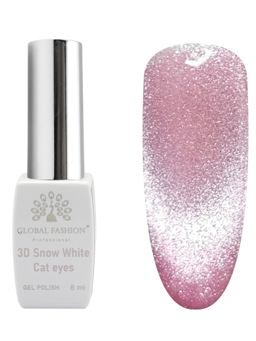 Oja semipermanenta, Snow White, 3D Cat Eye, Global Fashion 8ml, 09