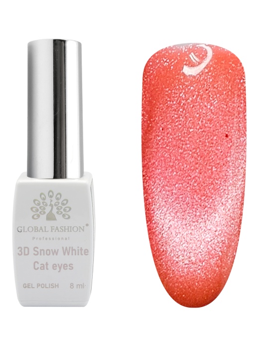Oja semipermanenta, Snow White, 3D Cat Eye, Global Fashion 8ml, 21