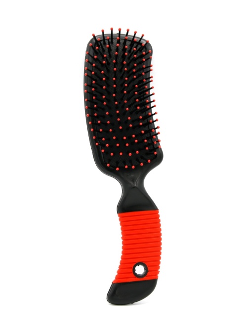 Perie de par, curbata, 8585, negru/rosu