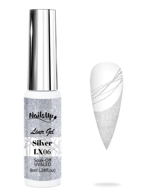 Liner Gel , NailsUp, 8 ml LX06, Silver
