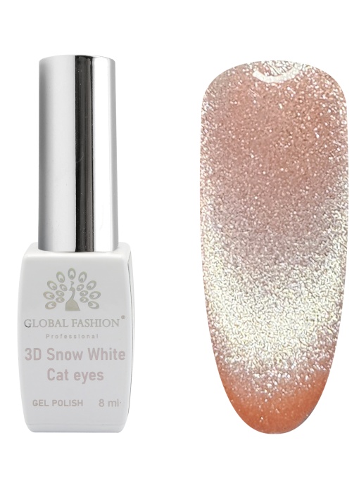 Oja semipermanenta, Snow White, 3D Cat Eye, Global Fashion 8ml, 10