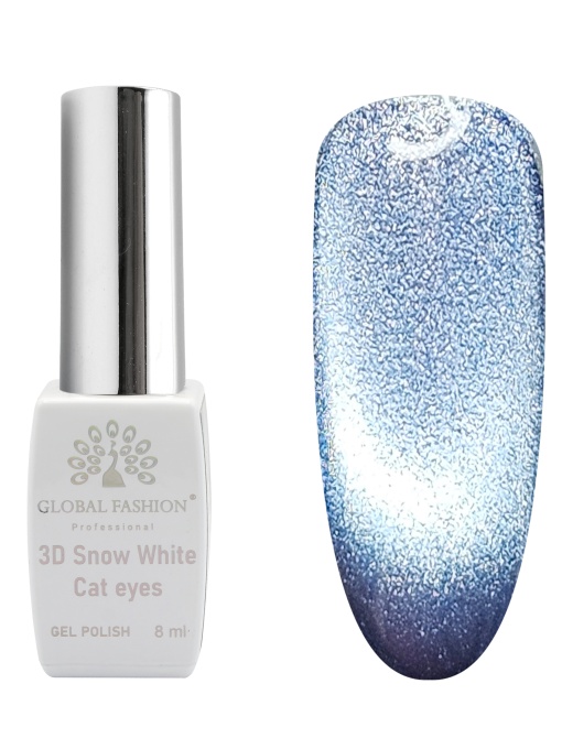 Oja semipermanenta, Snow White, 3D Cat Eye, Global Fashion 8ml, 22