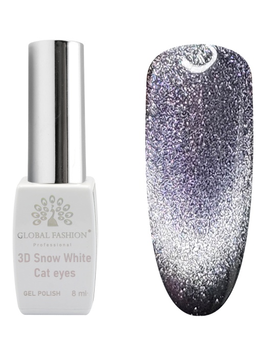 Oja semipermanenta, Snow White, 3D Cat Eye, Global Fashion 8ml, 23