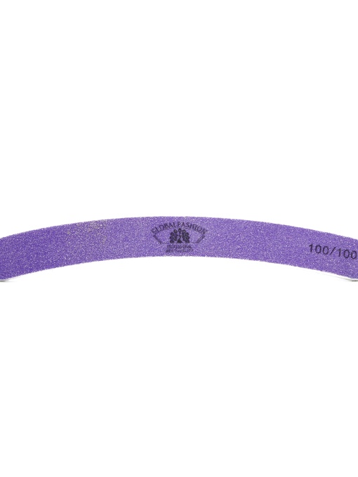 Pila pentru unghii Global Fashion, banana, violeta, granulatie 100/100