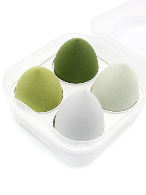 Set 4 bucati burete make-up, pentru fond de ten, verde