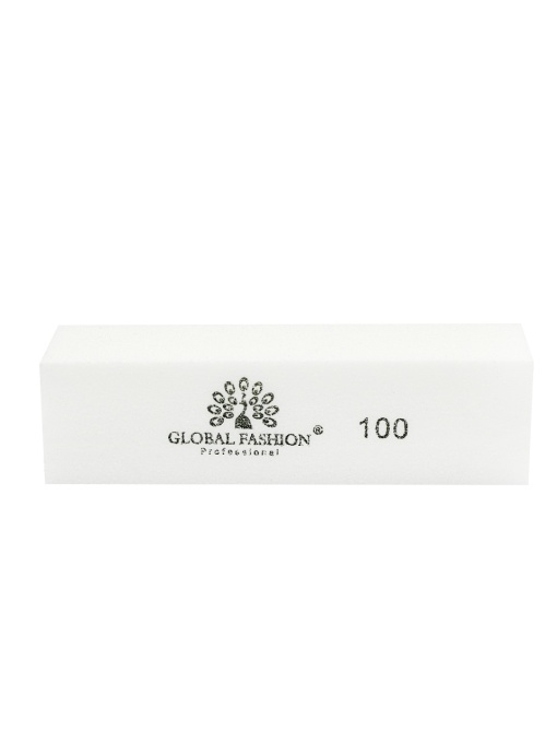 Buffer pentru unghii, Global Fashion, granulatie 100, culoare alba