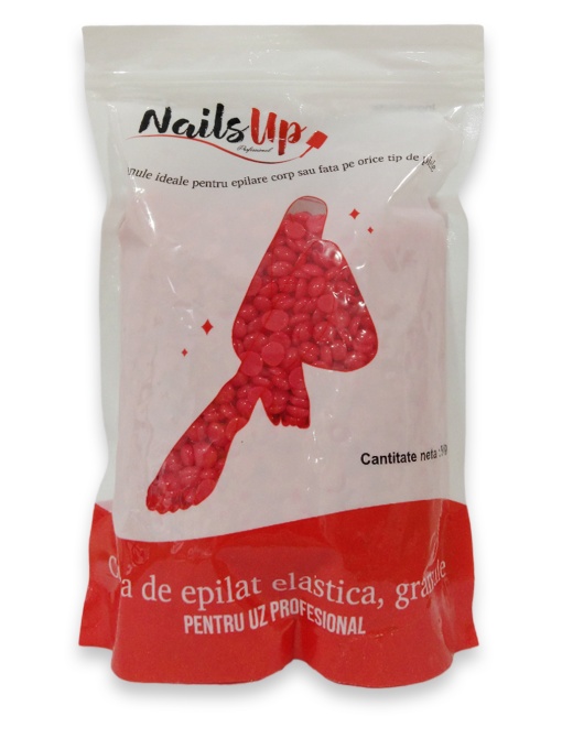 Ceara Epilat NailsUp, Elastica, Granule - Strawberry, Rosu 500g