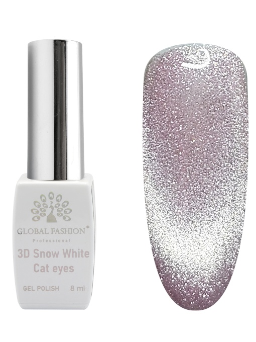 Oja semipermanenta, Snow White, 3D Cat Eye, Global Fashion 8ml, 12