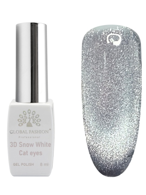 Oja semipermanenta, Snow White, 3D Cat Eye, Global Fashion 8ml, 18