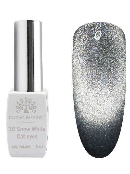 Oja semipermanenta, Snow White, 3D Cat Eye, Global Fashion 8ml, 24