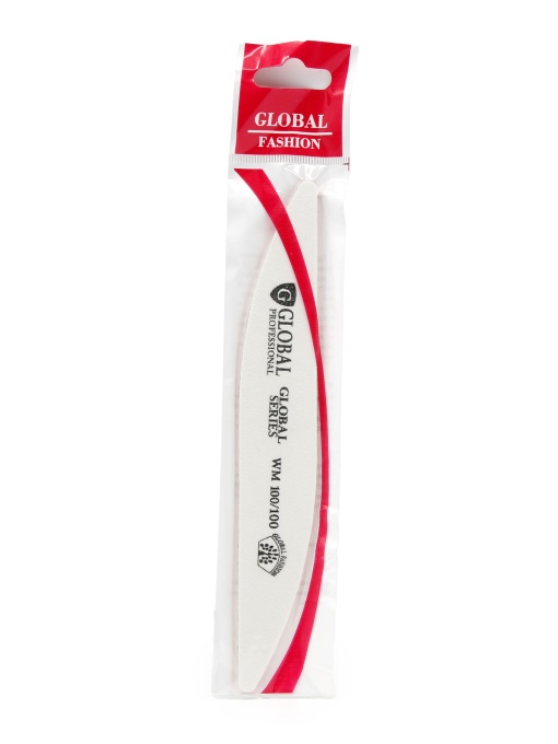 Pila pentru unghii Global Fashion WM, val, alba, granulatie 100/100