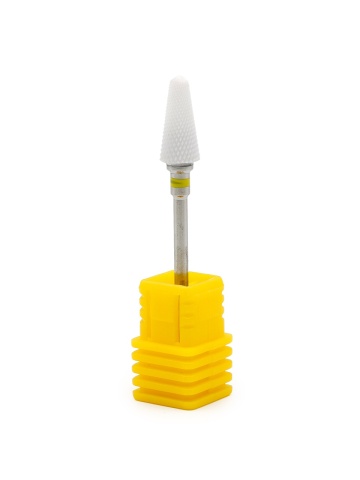 Capat pentru freza electrica, bit ceramic, pentru indepartarea gelului, forma flacara, galben, XF Flame S(XF) - Img 1