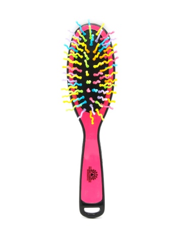 Perie pentru descalcirea parului, cu peri ondulati, 7083, roz/multicolor - Img 1