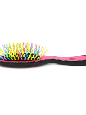 Perie pentru descalcirea parului, cu peri ondulati, 7083, roz/multicolor - Img 3