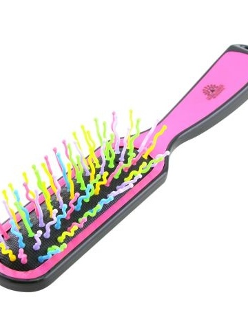 Perie pentru descalcirea parului, cu pieri ondulati din plastic, 7082, roz/multicolor - Img 1
