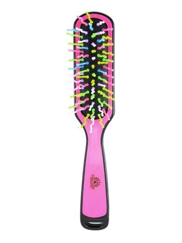 Perie pentru descalcirea parului, cu pieri ondulati din plastic, 7082, roz/multicolor - Img 3