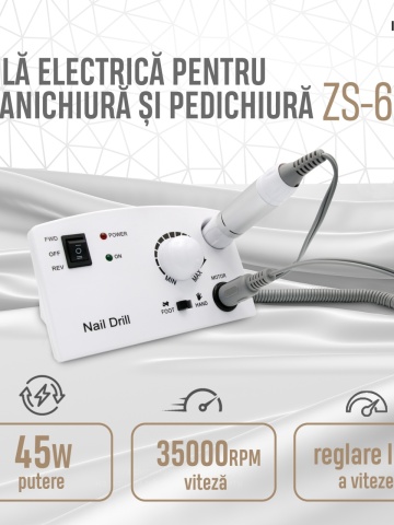 Pila Electrica de Unghii, ZS-602, 45W, 35000 RPM, alba - Img 1