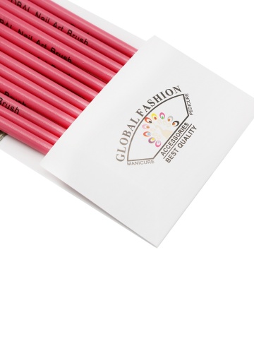 Set pensule manichiura, pentru pictura pe unghii, B-2, 12 piese, culoare roz - Img 4
