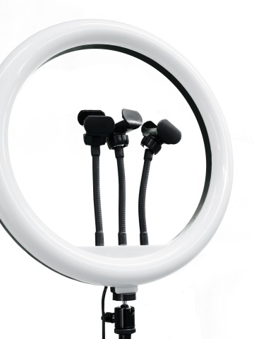 Lampa circulara, Led M-36, telecomanda selfie, 3 moduri de lumina, suport telefon, trepied 2,1m inclus - Img 2